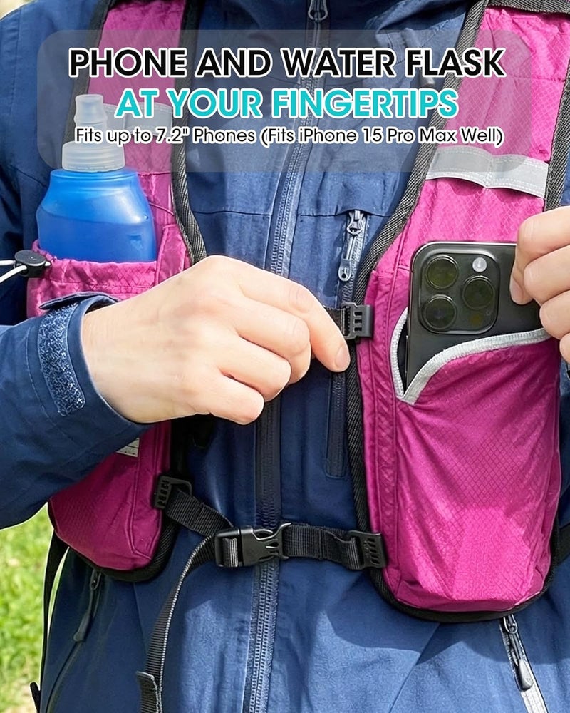 VPBAGE Store Foldable Small Hiking Backpack with 3 Strap Pockets – Lightweight 300D Spill-proof Daypack for Men Women – Packable Small Travel Backpack with Chest Strap & Trekking Pole Holder – Durable Outdoor Bag - Image 2